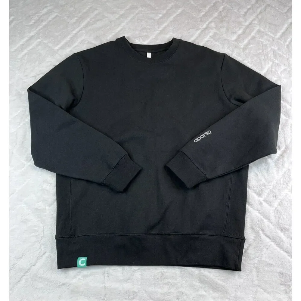Aparso Sweatshirt Men's (L) Black Crewneck Pullover Swater - Picture 2 of 7